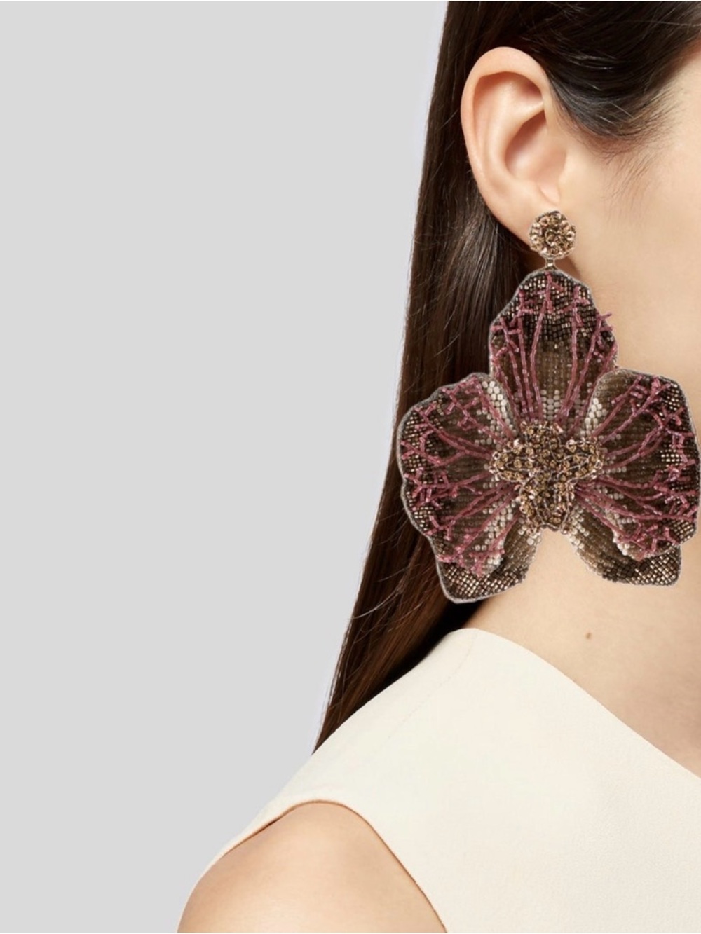 Deepa Gurnani Catarina Swarovski Crystal Earrings in Bronze $450 Retail NWT - Picture 9 of 9